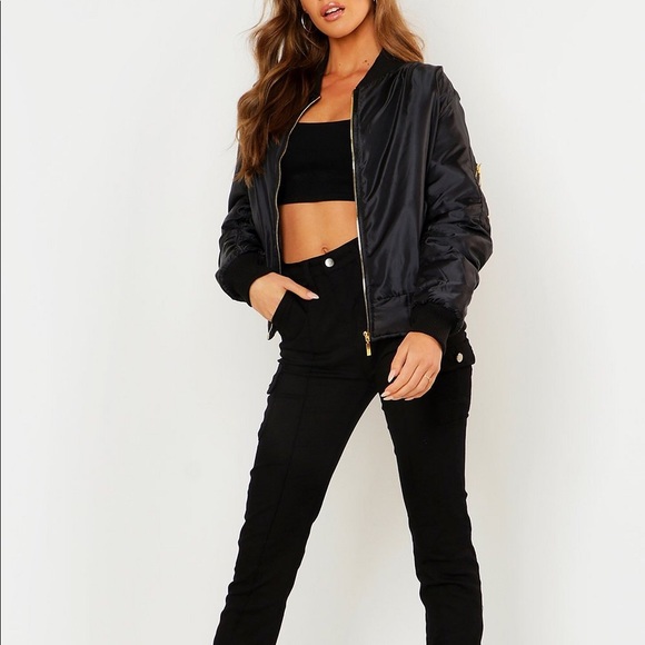 FOREVER 21 BLACK bomber jacket - Picture 1 of 9
